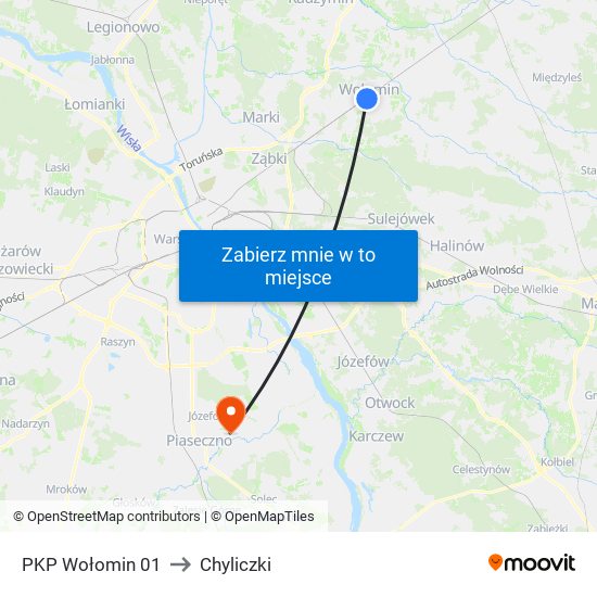 PKP Wołomin 01 to Chyliczki map