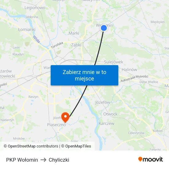 PKP Wołomin to Chyliczki map