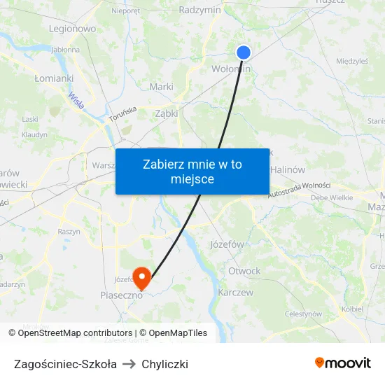 Zagościniec - Szkoła to Chyliczki map