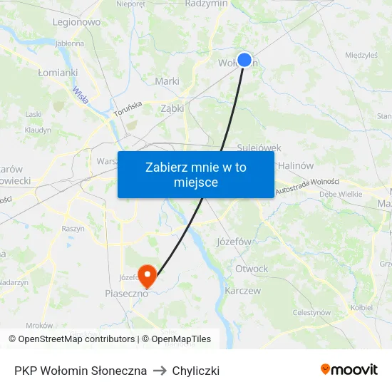 PKP Wołomin Słoneczna to Chyliczki map