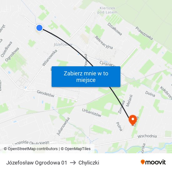 Józefosław Ogrodowa 01 to Chyliczki map