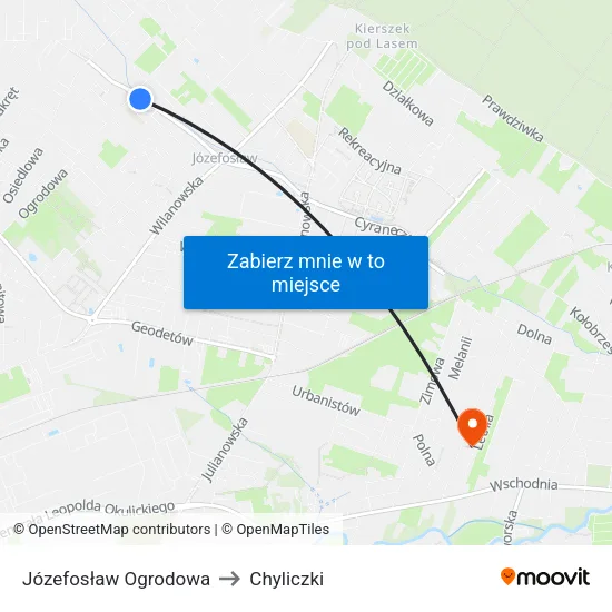 Józefosław Ogrodowa to Chyliczki map