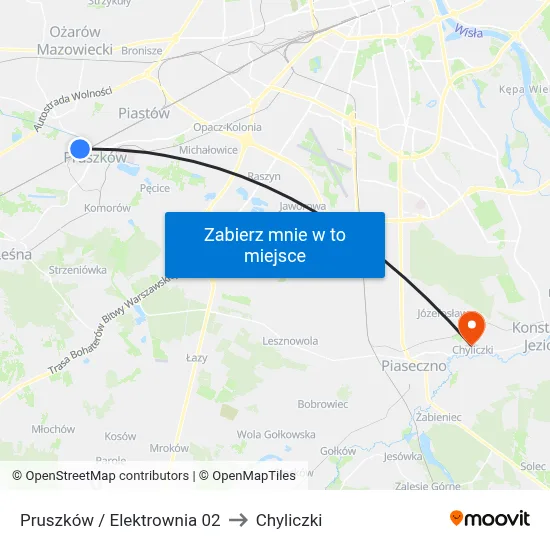 Pruszków / Elektrownia 02 to Chyliczki map
