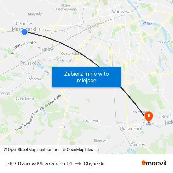 PKP Ożarów Mazowiecki 01 to Chyliczki map