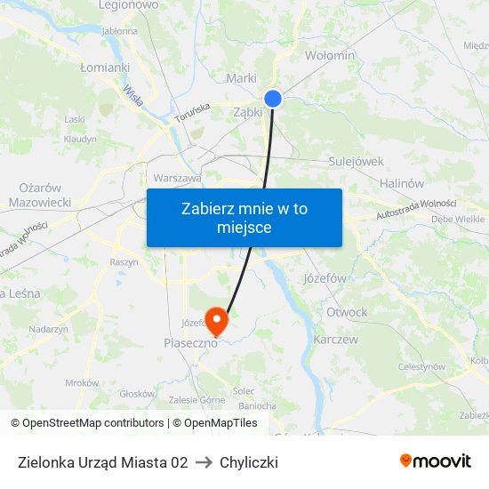 Zielonka Urząd Miasta 02 to Chyliczki map