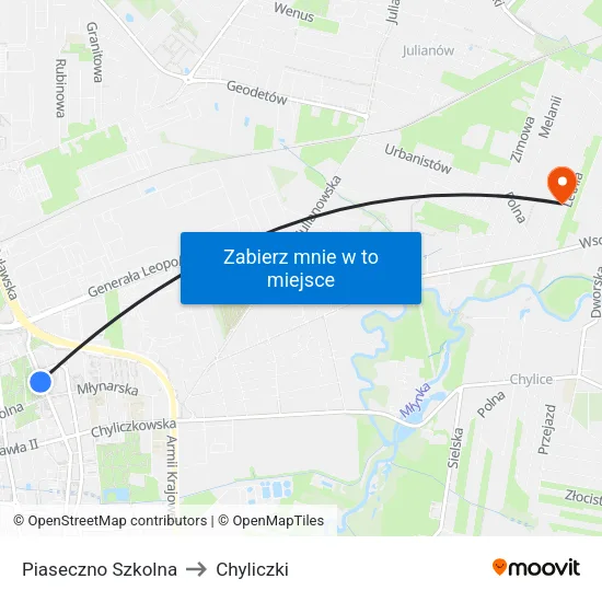 Piaseczno Szkolna to Chyliczki map