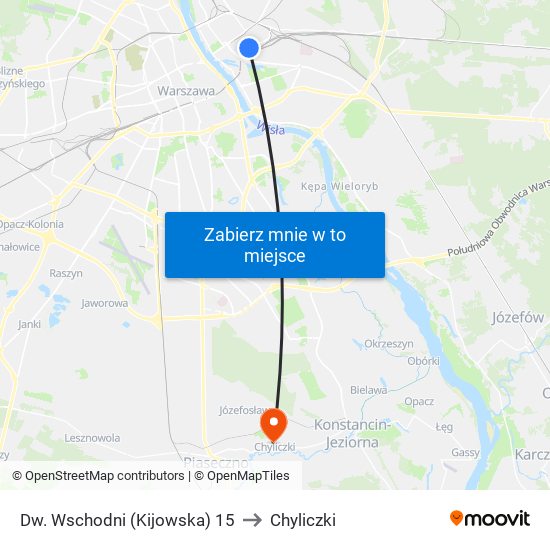 Dw. Wschodni (Kijowska) to Chyliczki map