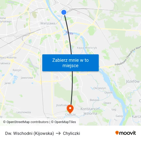 Dw. Wschodni (Kijowska) to Chyliczki map