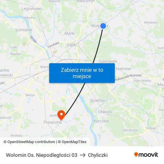 Wołomin Os. Niepodległości 03 to Chyliczki map