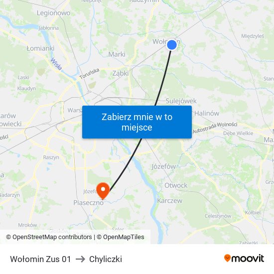 Wołomin Zus 01 to Chyliczki map