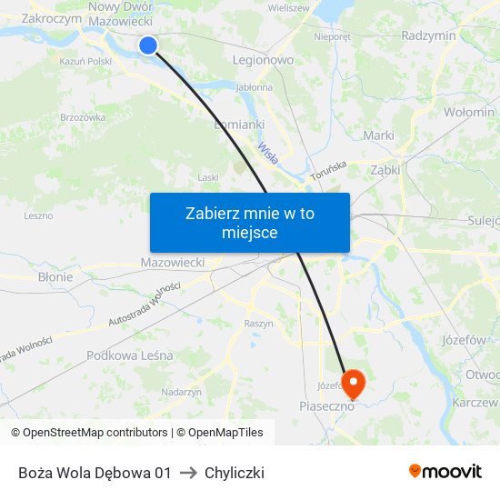 Boża Wola Dębowa 01 to Chyliczki map