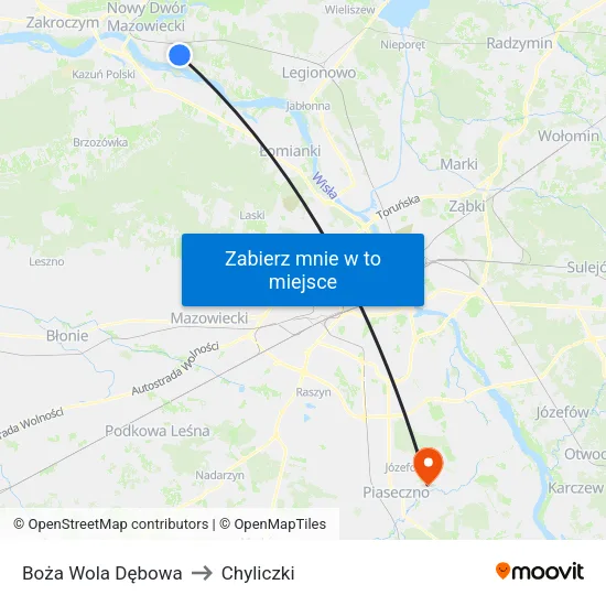 Boża Wola Dębowa to Chyliczki map