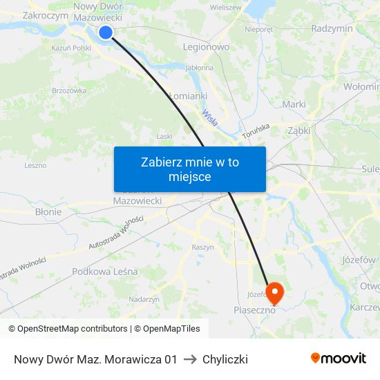 Nowy Dwór Mazowiecki Morawicza to Chyliczki map