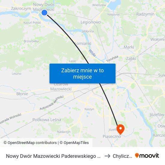 Nowy Dwór Maz. Paderewskiego 02 to Chyliczki map