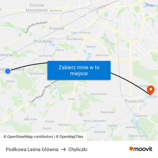 Podkowa Leśna Główna to Chyliczki map