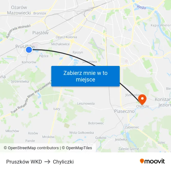 Pruszków WKD to Chyliczki map