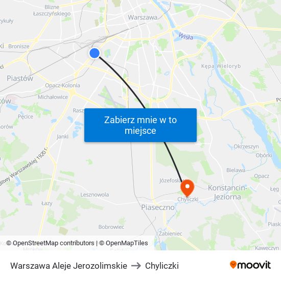 Warszawa Aleje Jerozolimskie to Chyliczki map