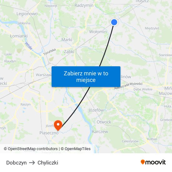 Dobczyn to Chyliczki map