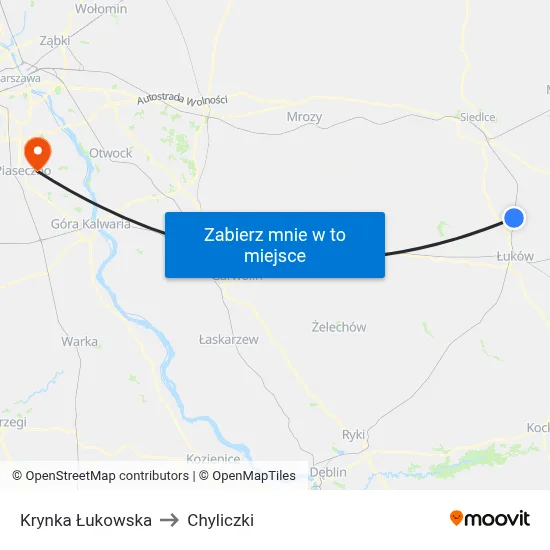 Krynka Łukowska to Chyliczki map