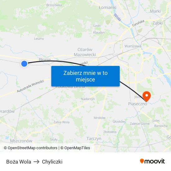 Boża Wola to Chyliczki map