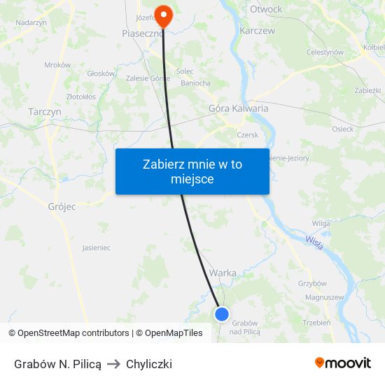 Grabów N. Pilicą to Chyliczki map