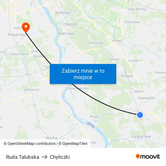 Ruda Talubska to Chyliczki map