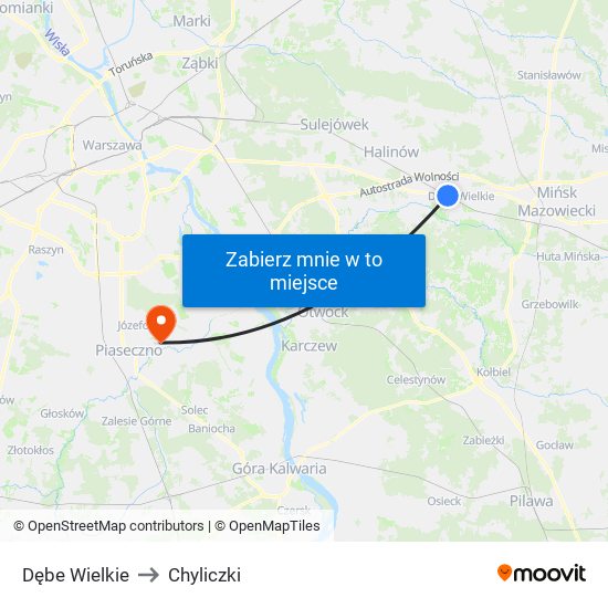 Dębe Wielkie to Chyliczki map