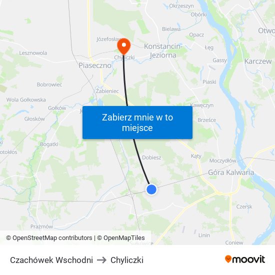 Czachówek Wschodni to Chyliczki map