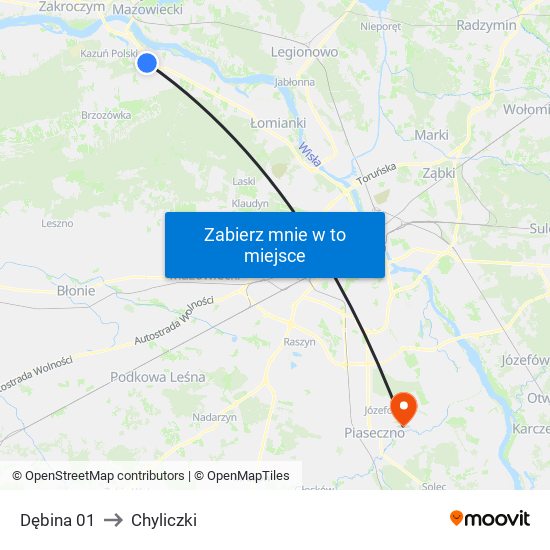 Dębina 01 to Chyliczki map