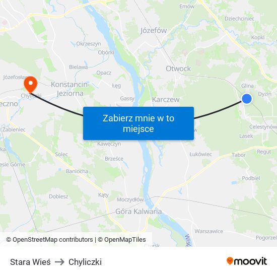 Stara Wieś to Chyliczki map