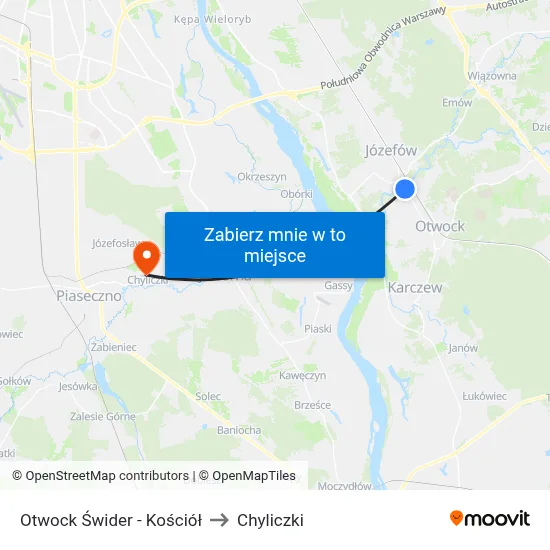 Otwock Świder - Kościół to Chyliczki map