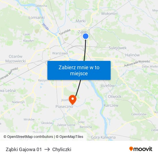 Ząbki Gajowa 01 to Chyliczki map