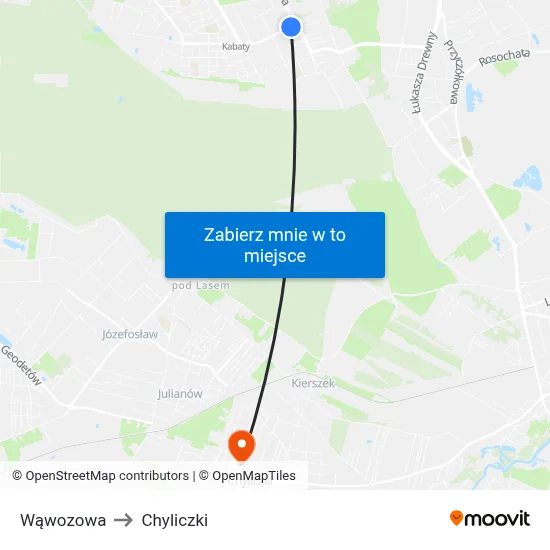 Wąwozowa to Chyliczki map