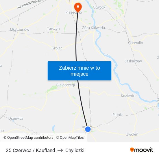 25 Czerwca / Kaufland to Chyliczki map