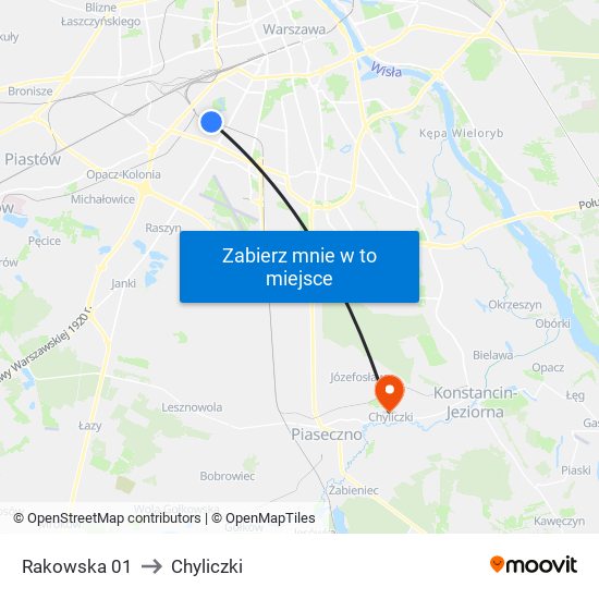 Rakowska 01 to Chyliczki map