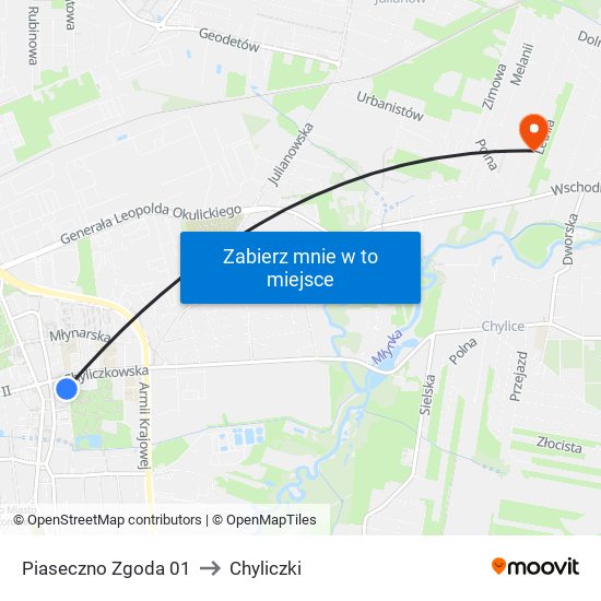 Piaseczno Zgoda 01 to Chyliczki map