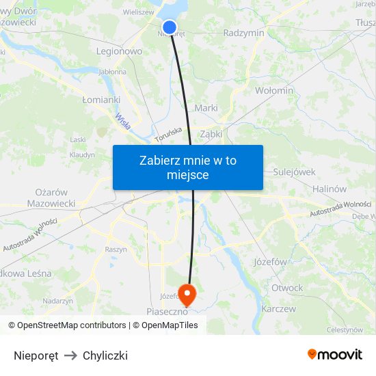 Nieporęt to Chyliczki map