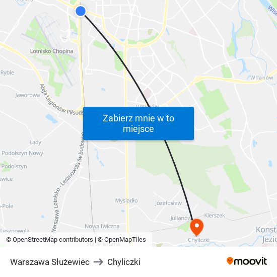 Warszawa Służewiec to Chyliczki map