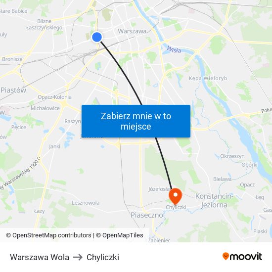 Warszawa Wola to Chyliczki map