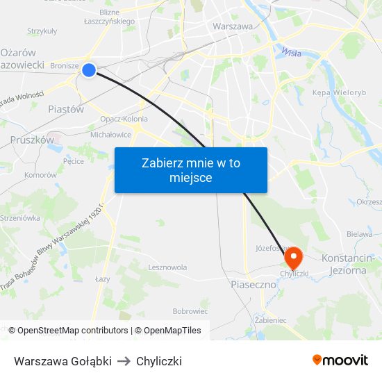 Warszawa Gołąbki to Chyliczki map