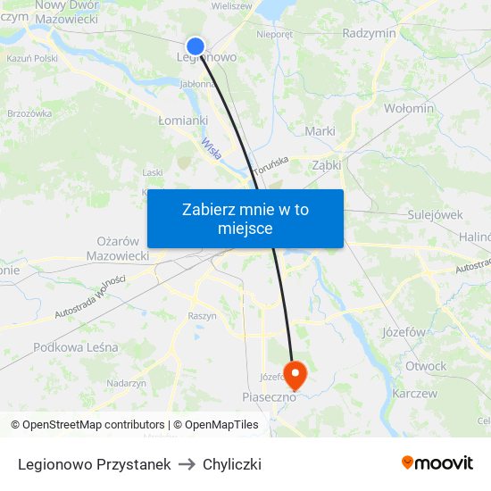 Legionowo Przystanek to Chyliczki map