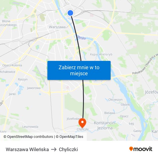 Warszawa Wileńska to Chyliczki map