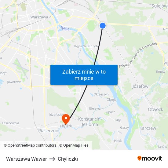 Warszawa Wawer to Chyliczki map