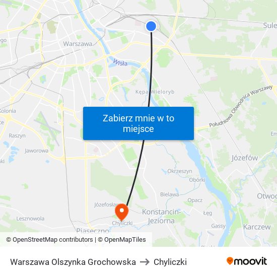 Warszawa Olszynka Grochowska to Chyliczki map