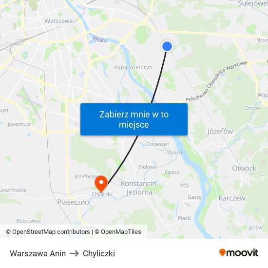 Warszawa Anin to Chyliczki map