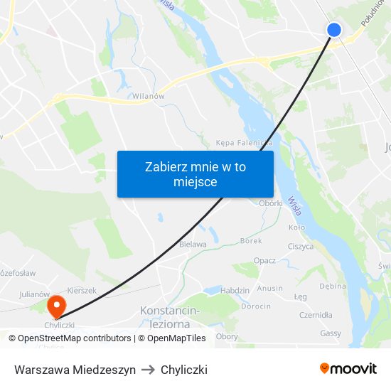 Warszawa Miedzeszyn to Chyliczki map