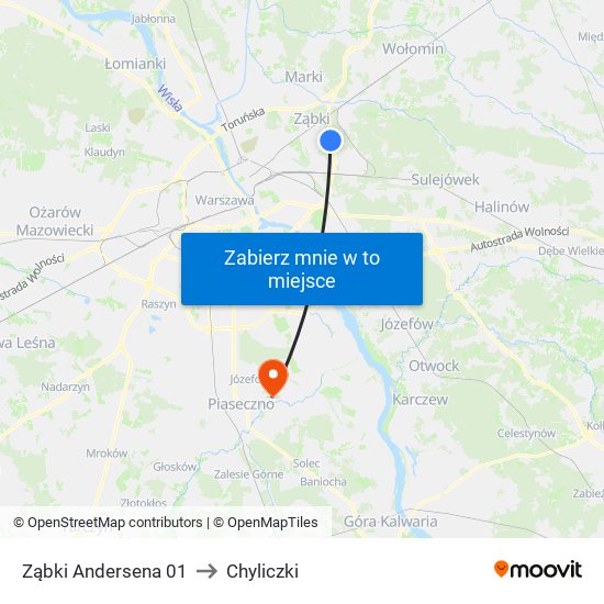 Ząbki Andersena 01 to Chyliczki map