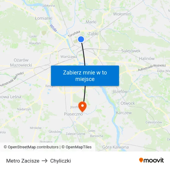 Metro Zacisze to Chyliczki map