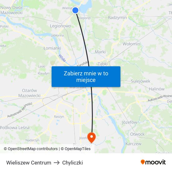 Wieliszew Centrum to Chyliczki map