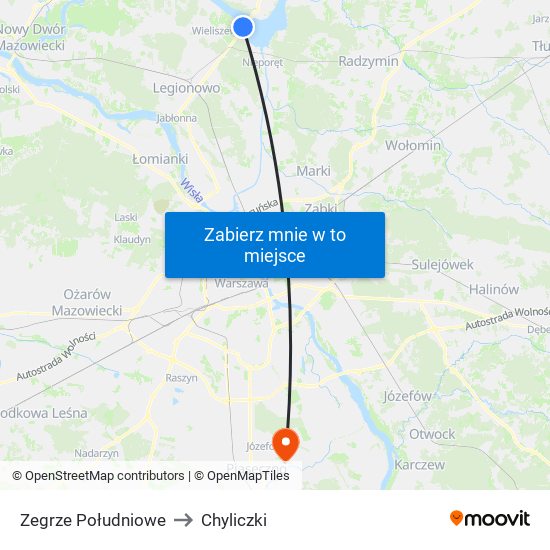 Zegrze Południowe to Chyliczki map